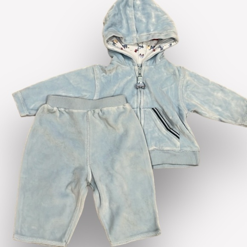 🇪🇸🐠Bloomies Baby velvet track suit hoodie blue 6 months 12-18 lbs BUDGET